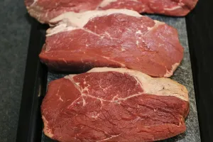 Close Up Steak Prints: Raw roast beef on a platter