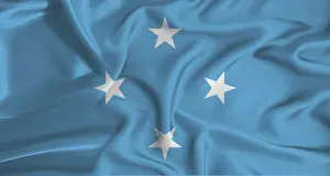 Prints of Realistic Micronesia flag waving. Close up of flag of Micronesia with cloth texture Related Prints: Realistic Micronesia Flag Waving Print