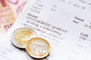 Empty Supermarket Aisle Prints: Receipt for fruit and vegetables
