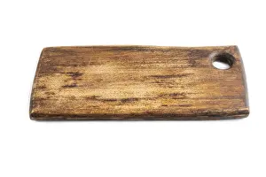 Close Up Wooden Chopping Board Prints: Empty rectangular wooden cutting board isolated on white background
