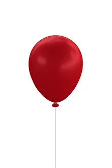 Blurry Studio Shot Prints: Red balloon on a string, 3D Illustration