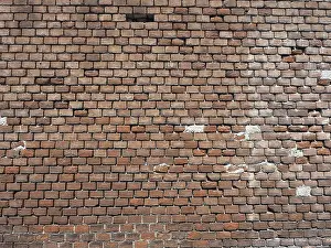 Deserted Brick Wall Prints: Red brick wall background
