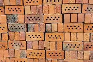 Deserted Red Brick Structure Prints: Red bricks, full-frame, Myanmar