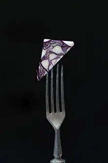 Studio Shot Of Vegetable Prints: Red cabbage, red cabbage on fork