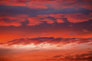 Full Frame Sunset Image Prints: Red cloud sky at sunset, sunset