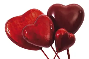 Red Coloured Hearts Image Prints: Four red hearts