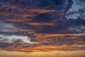 German Cloudy Landscape Prints: Red illuminated clouds after a sunset