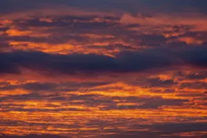 Baden Wurttemberg Evening Sky Prints: Red illuminated clouds after a sunset