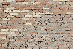 Red Brick Wall Background Prints: Red obsolete brick wall background