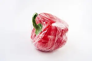 Healthy Eating Habits Tips Prints: Red pepper wrapped in plastic