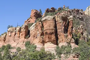 No People Mountain View Prints: Red rock formations with a face