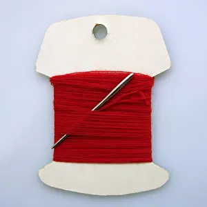 Haberdashery Supplies Prints: Red sewing thread and needle