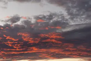Uninhabited Bavarian Countryside Prints: Red shining clouds in the evening sky