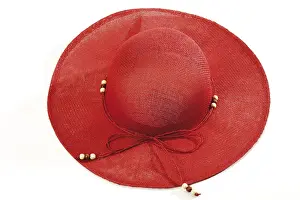Close Up Studio Shot Prints: Red sun hat from above