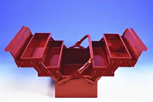 German Studio Photography Prints: A red toolbox with tools, empty