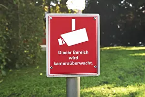 Red Warning Sign Prints: Red warning sign with camera drawing