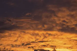Evening Atmosphere Europe Prints: Reddish clouds in the evening sky