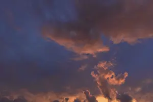 Overcast Sky Moodiness Prints: Reddish clouds at sunset, Bavaria, Germany