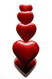 Red Coloured Hearts Prints: Reflected hearts