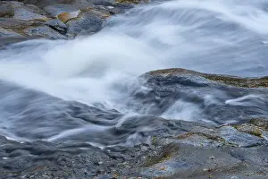 Norrbotten County Landscapes Prints: Reflections on a rock at a rushing stream