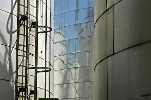 Stainless Steel Surface Prints: Reflections on a silo