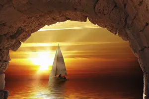 Deserted City Skyline Prints: Regatta at Sunset