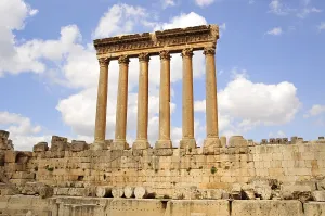 Prints of The six remaining columns of the Temple of Jupiter, UNESCO World Heritage Site, Baalbek, Beqaa Valley, Lebanon, Middle East, Orient Baalbek Prints: Baalbek Temple of Jupiter Columns Print, Lebanon