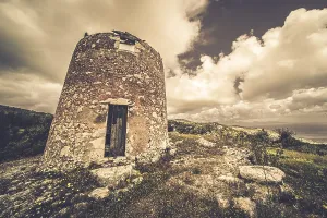 Southeastern European Ruins Prints: Remnants of an old windmill in Askos