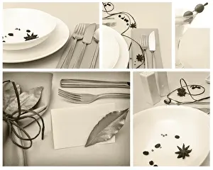 Restaurant Table Setting Prints: Restaurant set: creative table serving with spice