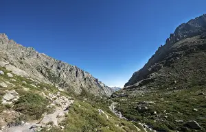 Mountain Creek Europe Prints: Restonica river flows at its source through mountain valley