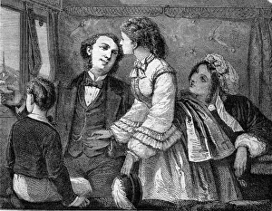 Vintage Engraved Image Prints: The return, Drawing Pauquet, of a published after lithography
