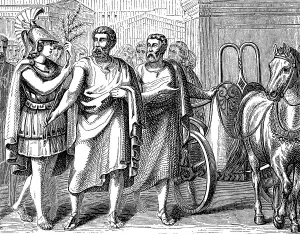 Ancient Greek Statesman Prints: The returning of Cimon or Kimon, c