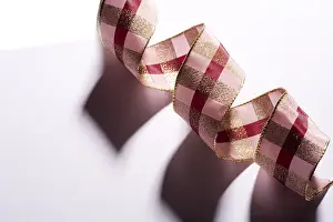 Christmas Gift Packaging Prints: Ribbon on white background with shadow