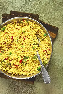 Saffron Rice Prints: Rice with saffron and vegetables