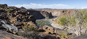 River Course Scenery Prints: River bed and dump on the Orange River