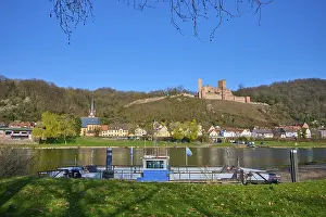 European Fortification Architecture Prints: River landscape with castle in background