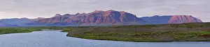 Evening Mountain Panorama Prints: River and mountains in the evening light
