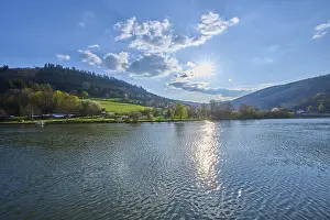 Southern Germany Waterfront Prints: River, Neckar, clouds, sun, spring