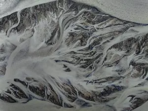 Aerial View Of River Prints: River, river course, branched, cloudy