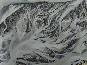Aerial View Of River Prints: River, river course, branched, cloudy