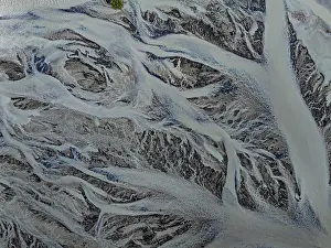 Aerial View Of River Prints: River, river course, branched, cloudy