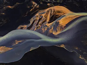 Aerial View Of River Prints: River, river course, river delta