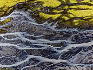 Icelandic Aerial Photography Prints: River, river course, river delta