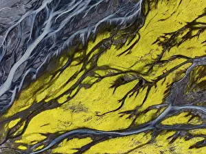 Iceland Aerial View Prints: River, river course, river delta