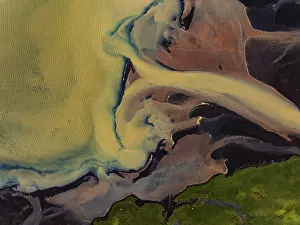Top Down View Of A River Course Prints: River, river course, river delta