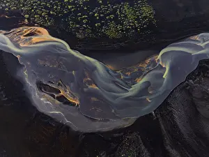 High Angle View Of Water Body Prints: River, river course, river delta