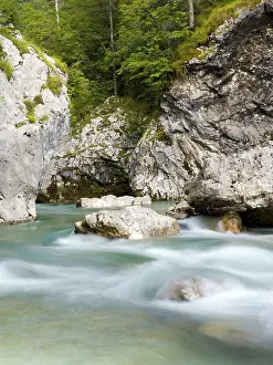 Prints of River Soca flows through narrow canyon, white water, Soca Valley, Triglav National Park, Bovec, Slovenia River Prints: River Soca Print: Bovec, Slovenia