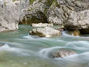 Prints of River Soca flows through narrow canyon, Soca Valley, Triglav National Park, Bovec, Slovenia River Prints: River Soca Canyon Print, Slovenia