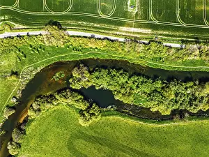 Drone Photography UK Prints: Top Down over River Stour from a drone