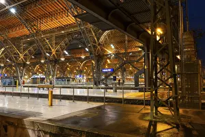 Central European Train Stations Prints: Riveted iron framework in the railway hall